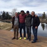 Bill and friends meeting about a movie at his house in Jackson Hole